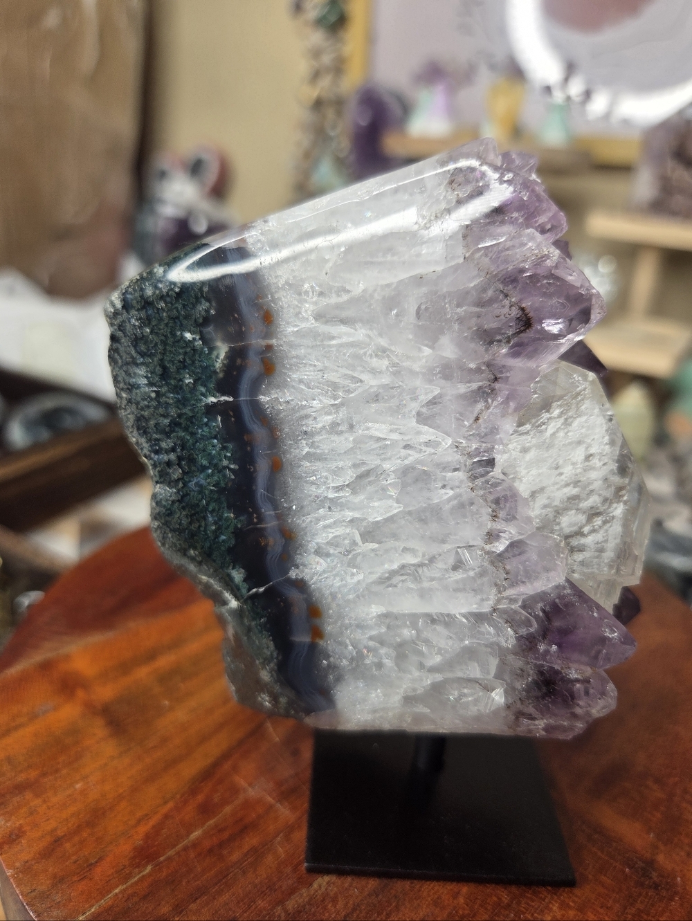 Amethyst Freeform Crystal With   Black  Stand 4 X4 - Picture 4 of 8